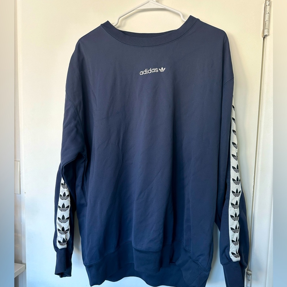 Navy Blue Oversized Adidas Sweatshirt 🔥